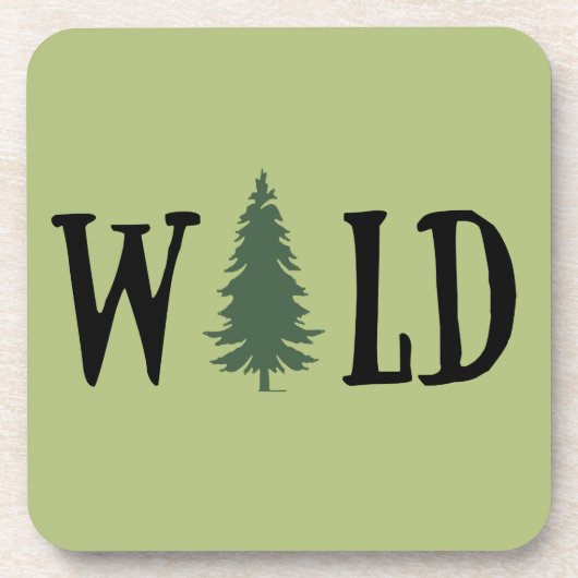 野生の森の松の木 コースター (正面)
