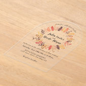 野生の森の花シダの葉結婚の アクリル招待状 (レイダウン)