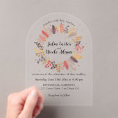 野生の森の花シダの葉結婚の アクリル招待状 (インサイチュ (ポータブル))