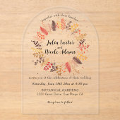 野生の森の花シダの葉結婚の アクリル招待状 (正面)