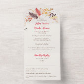 野生の森の花シダの葉結婚の オールインワン招待状 (内側)