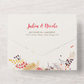 野生の森の花シダの葉結婚の オールインワン招待状 (裏面)