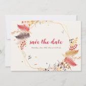 野生の森の花シダの葉結婚の セーブザデート (裏面)