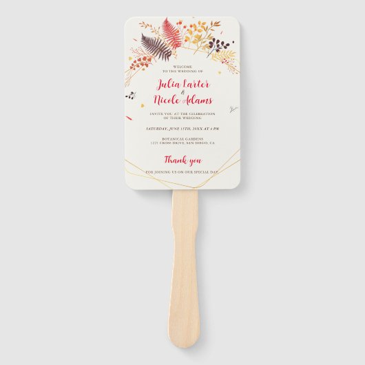 野生の森の花シダの葉結婚の ハンドファン (正面)