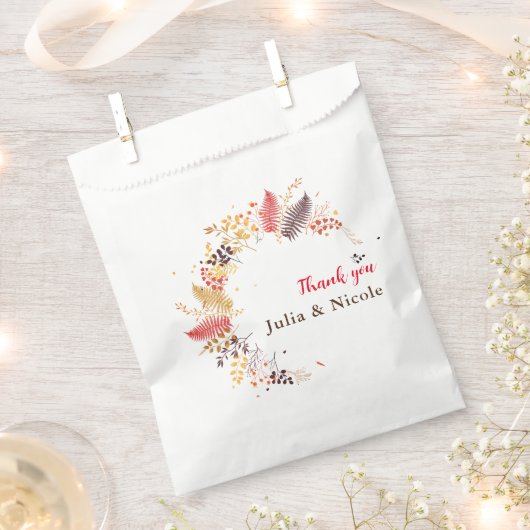 野生の森の花シダの葉結婚の フェイバーバッグ (クリップ留めされた状態)