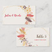 野生の森の花シダの葉結婚の プレイスカード (正面/裏面)