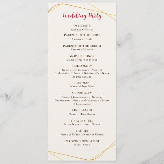 野生の森の花シダの葉結婚の プログラム (裏面)