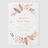 野生の森の花シダの葉結婚の ベラム紙招待状 (正面)