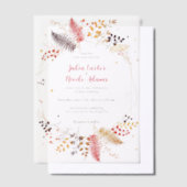 野生の森の花シダの葉結婚の ベラム紙招待状 (オフセット)