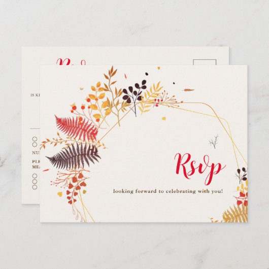 野生の森の花シダの葉結婚の ポストカード (正面/裏面)