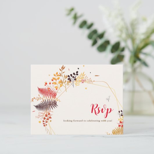 野生の森の花シダの葉結婚の ポストカード (スタンド正面)