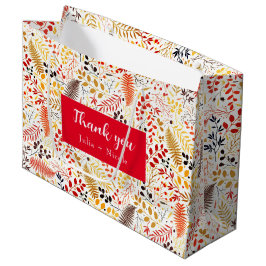 野生の森の花シダの葉結婚の ラージペーパーバッグ