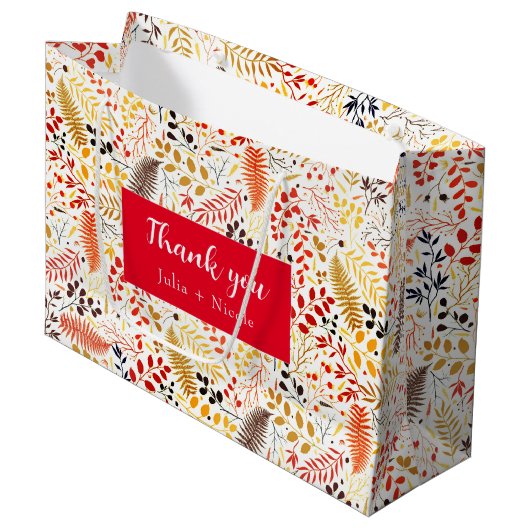 野生の森の花シダの葉結婚の ラージペーパーバッグ (正面アングル)