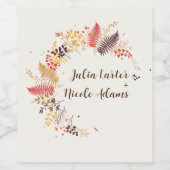 野生の森の花シダの葉結婚の ワインラベル (シングルラベル)