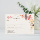 野生の森の花シダの葉結婚の 出欠カード (スタンド正面)