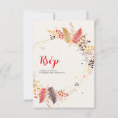 野生の森の花シダの葉結婚の 出欠カード (裏面)