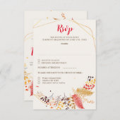 野生の森の花シダの葉結婚の 出欠カード (正面/裏面)