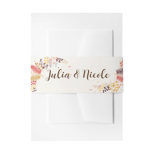 野生の森の花シダの葉結婚の 招待状ベリーバンド (正面例)