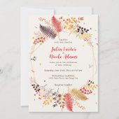 野生の森の花シダの葉結婚の 招待状 (正面)