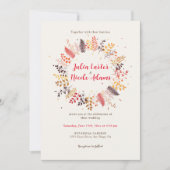 野生の森の花シダの葉結婚の 招待状 (正面)