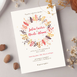 野生の森の花シダの葉結婚の 招待状