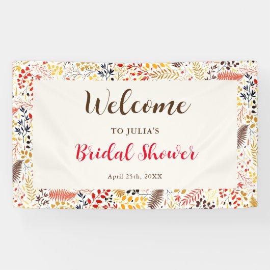 野生の森の花シダの葉結婚の 横断幕 (横)