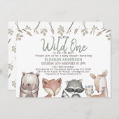 野生の森林動物の葉の赤ちゃんシャワー 招待状 (正面/裏面)