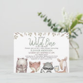 野生の森林動物の葉の赤ちゃんシャワー 招待状 (スタンド正面)