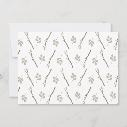 野生の森林動物の葉の赤ちゃんシャワー 招待状 (裏面)