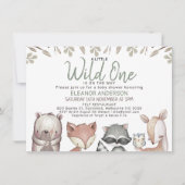 野生の森林動物の葉の赤ちゃんシャワー 招待状 (正面)