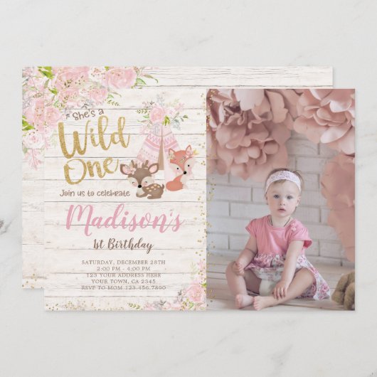 野生の森、部族 招待状 (正面/裏面)