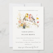 野生の植物の水の色の愛の鳥の週末パーティー 招待状 (正面)