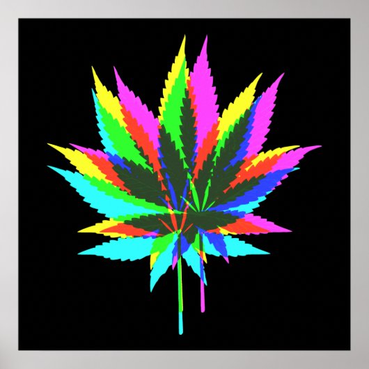 野生の植物の葉 – ネオン色+あなたのアイディア ポスター (正面)