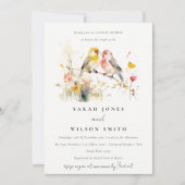 野生の植物水色ラブバードカップルのシャワー 招待状