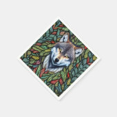 野生の樹林の捕食者 オオカミ スタンダードカクテルナプキン (角)