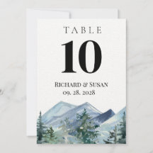 野生の水彩画ウェディングテーブルナンバーカード