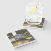 野生の池のスライダーのカメ ストーンコースター (横)