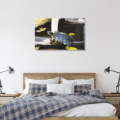 野生の池のスライダートカメ キャンバスプリント (インサイチュ (寝室))