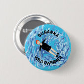 野生の泳ぐ人レディース冷水スイミングギフト 缶バッジ (正面&裏面)