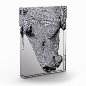 野生の流れミニマリストラインアートの馬 フォトブロック (左)