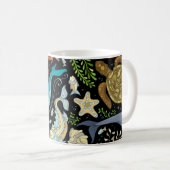 野生の海の生活：カラフルヴィンテージ。 コーヒーマグカップ (正面右)