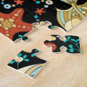 野生の海の生活：カラフルヴィンテージ。 ジグソーパズル (側面)