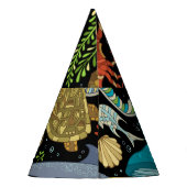 野生の海の生活：カラフルヴィンテージ。 パーティーハット (裏面)