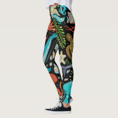 野生の海の生活：カラフルヴィンテージ。 レギンス (左)