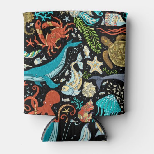 野生の海の生活:カラフルヴィンテージ。 缶クーラー (正面)