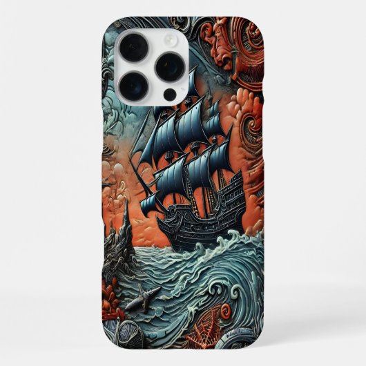 野生の海を巡る複雑な船 iPhoneケース (裏面)