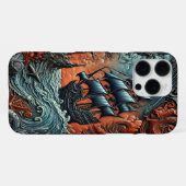 野生の海を巡る複雑な船 iPhoneケース (裏面横)