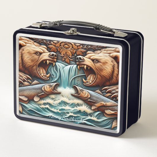 野生の海域でストーカー行為を行う無防備な捕食者 メタルランチボックス (正面)