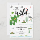 野生の湿地の生き物の赤ちゃんシャワー 招待状 (正面)