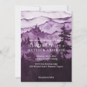 野生の濃い紫の山々の風景の中結婚に 招待状 (正面)